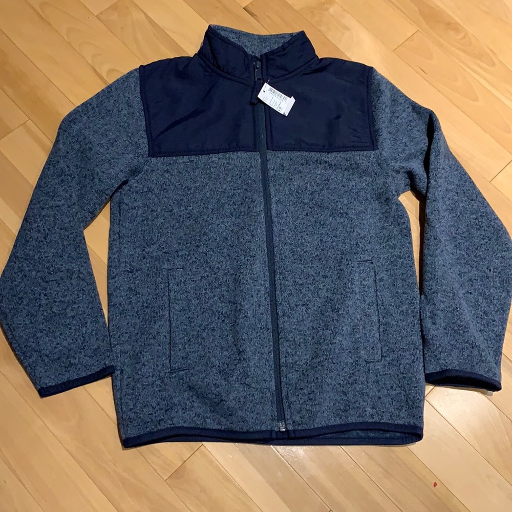 Children’s Place Boys Uniform Sweater Fleece Trail Jacket - Tidal - size L